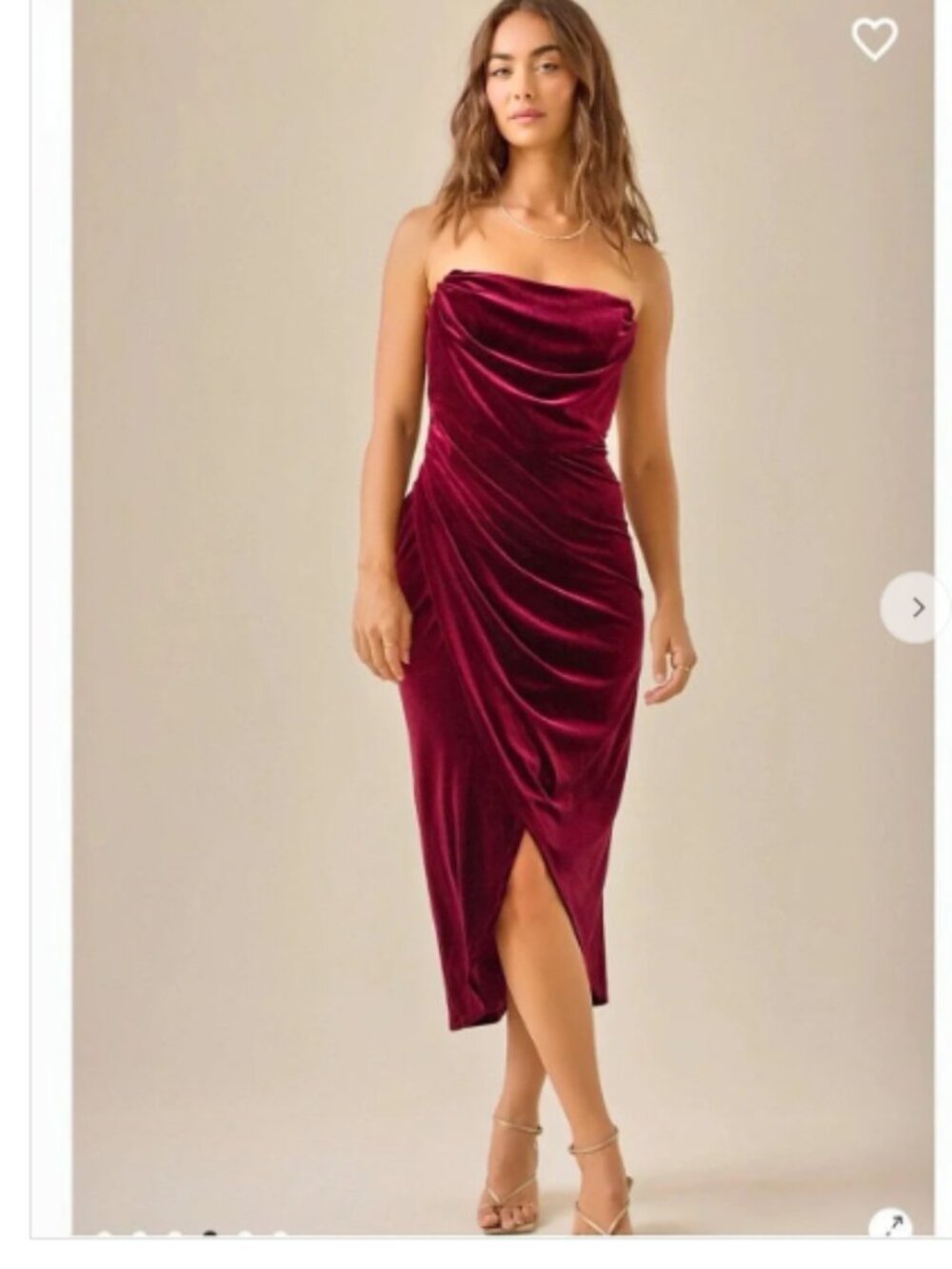 Altar’d State Covina Strapless Velvet Dress in Deep Red Burgundy Sz Med. NWT